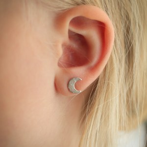 Sterling Silver moon stud earrings