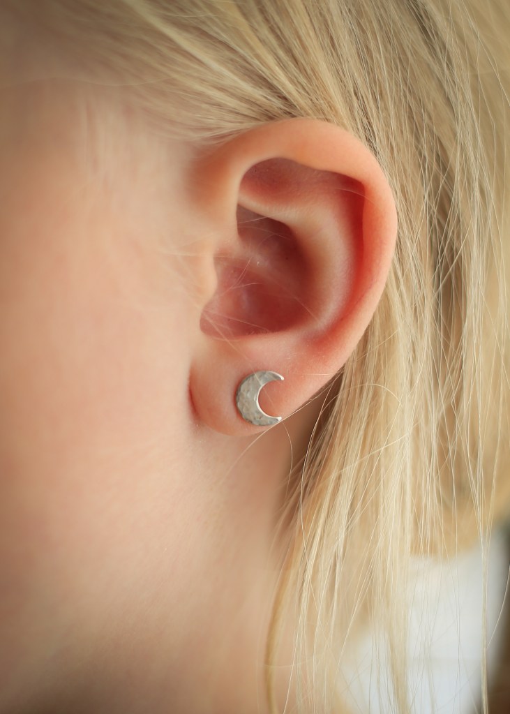 Sterling Silver moon stud earrings