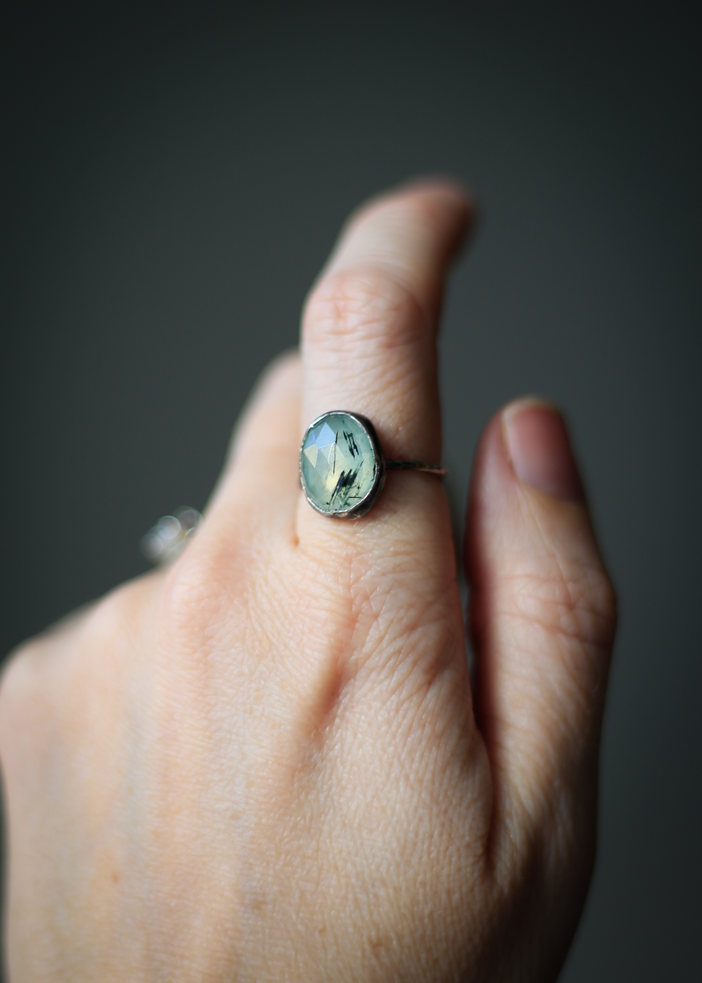 Sterling Silver Prehnite Ring size 7